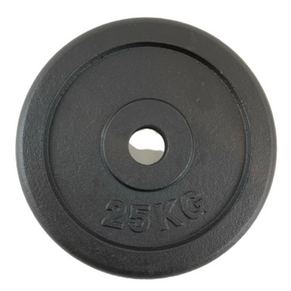 Hantelscheibe aus schwarzem Metall (50 mm) - 25-kg - muskelzone