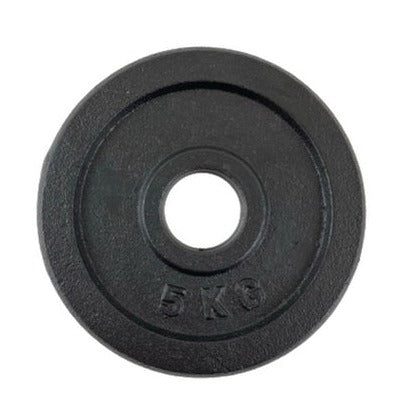 Hantelscheibe aus schwarzem Metall (50 mm) - 5 kg - muskelzone