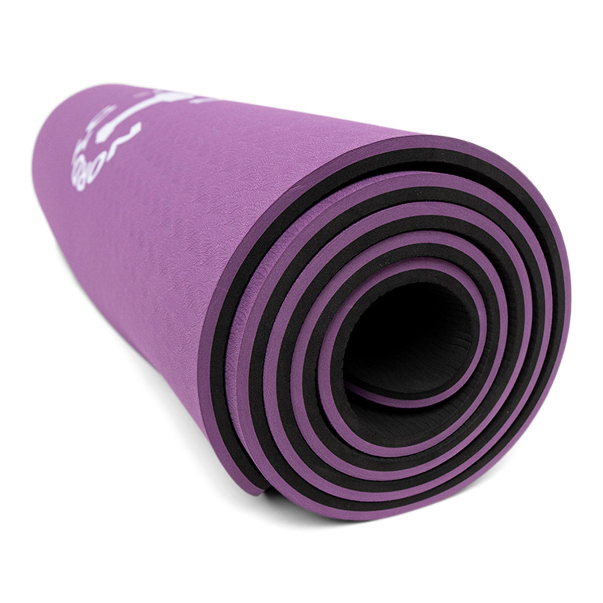 TPE Yogamatte 10 mm – Schwarz/Lila + Tragegurt
