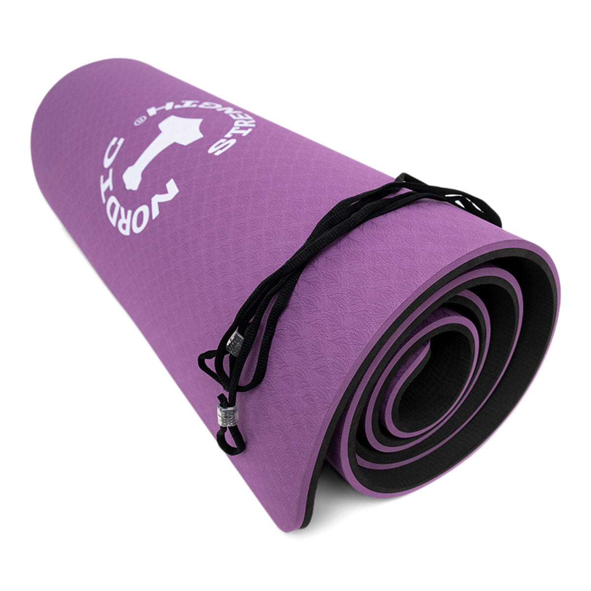 TPE Yogamatte 10 mm – Schwarz/Lila + Tragegurt